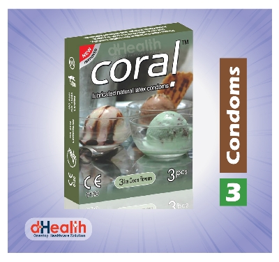 Picture of Coral 3 Ice Cream Flavors Lubricated Natural Latex Condoms 5's Combo Pack- (5x3=15Pcs)