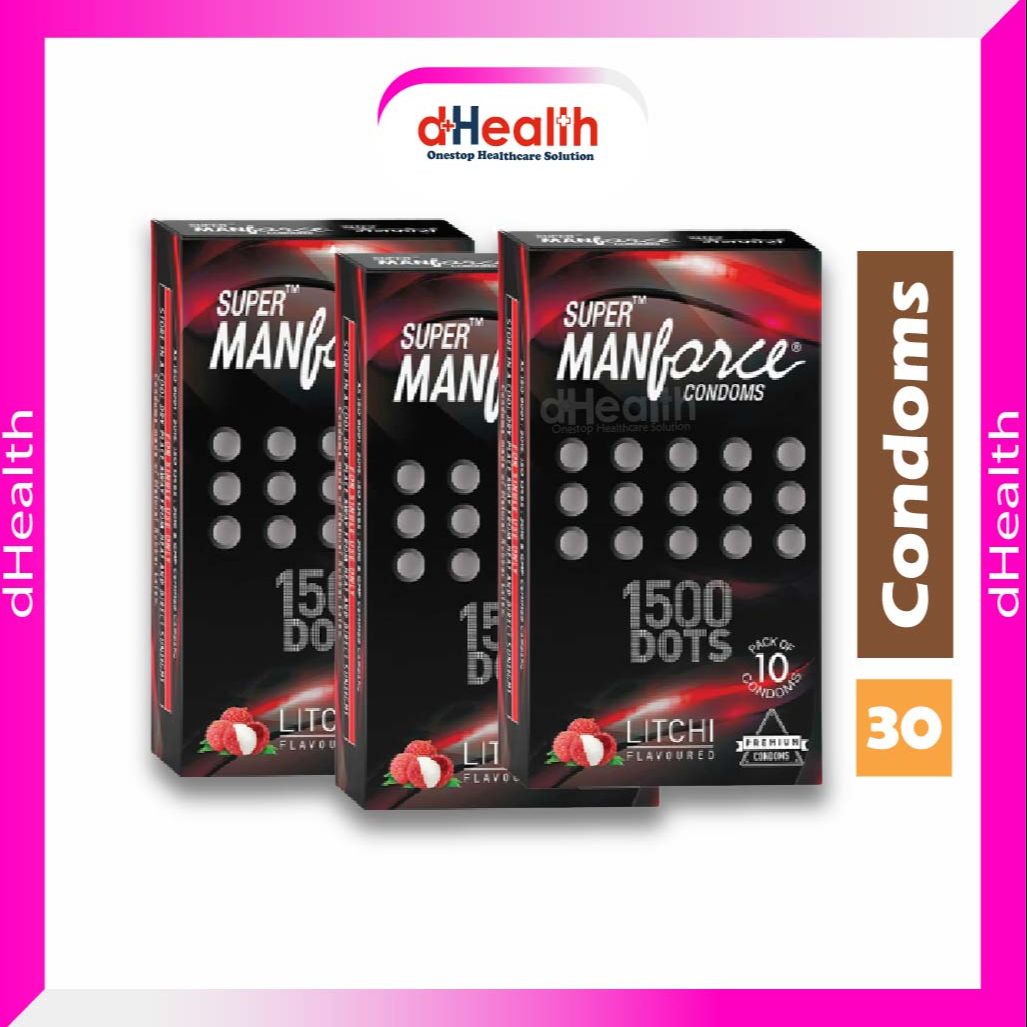 Picture of Manforce Super Litchi Condom 1500 Dotted 3's Combo Pack of 10's 30 pcs