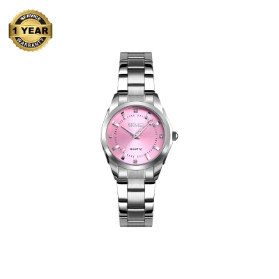 Picture of SKMEI 1620 Silver Stainless Steel Analog Watch For Women - Pink & Silver