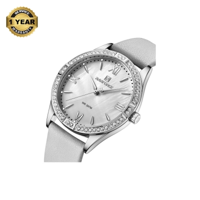 Picture of NAVIFORCE NF5038 Gray PU Leather Analog Watch For Women - Silver & Gray