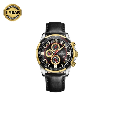 Picture of NAVIFORCE NF8020 Black PU Leather Chronograph Watch For Men - Silver & Black
