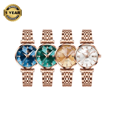 Picture of OLEVS 5536 RoseGold Stainless Steel Dimond Cart Luxury Analouge Wrist Watch For Women