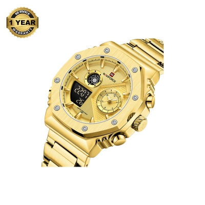 Picture of NAVIFORCE NF9216 Golden Stainless Steel Dual Time Watch For Men - Golden