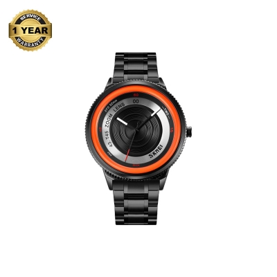 Picture of SKMEI 9267 Black Stainless Steel Analog Watch For Men - Orange & Black