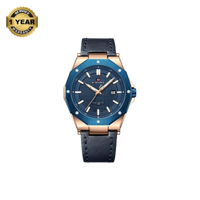 Picture of NAVIFORCE NF9200L Navy Blue PU Leather Analog Watch For Men - RoseGold & Navy Blue