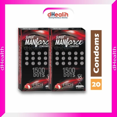 Picture of Manforce Super Litchi 1500 Dotted Condom 2's Combo Pack of 10's (10x2=20 pcs)