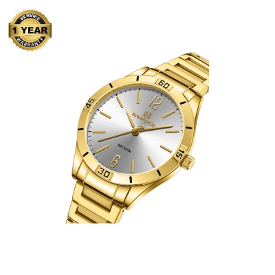 Picture of NAVIFORCE NF5029 Golden Stainless Steel Analog Watch For Women - White & Golden