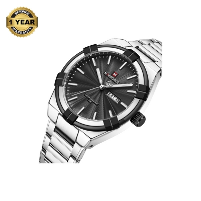 Picture of NAVIFORCE NF9218 Silver Stainless Steel Analog Watch For Men - Black & Silver