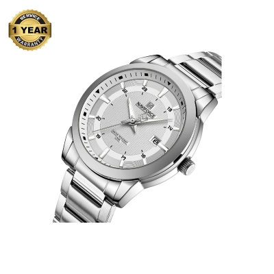 Picture of NAVIFORCE NF8029 Silver Stainless Steel Analog Watch For Men - White & Silver