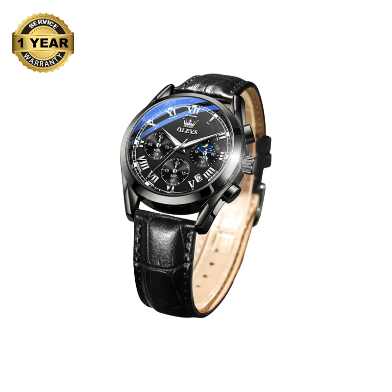 Picture of OLEVS 2871 Black PU Leather Chronograph Watch For Men - Black