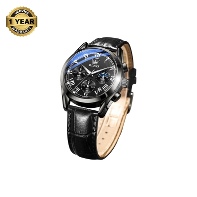 Picture of OLEVS 2871 Black PU Leather Chronograph Watch For Men - Black