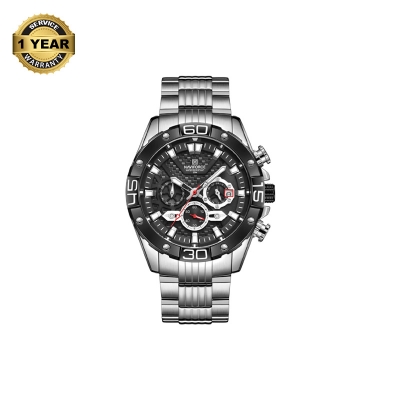 Picture of NAVIFORCE NF8019 Silver Stainless Steel Chronograph Watch For Men - Black & Silver