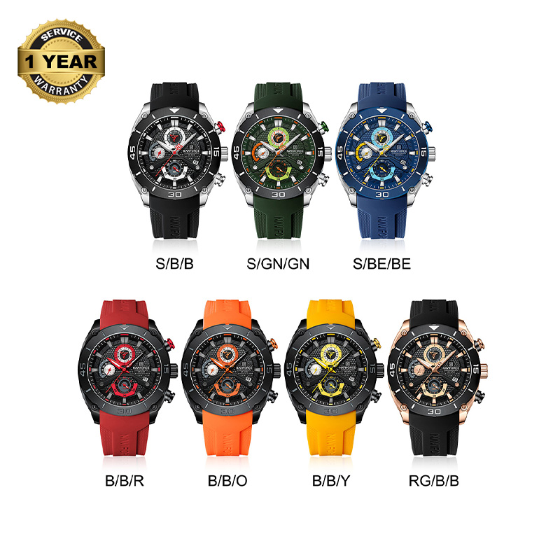 Picture of NAVIFORCE NF8038 Trendy Waterproof Sports Teenager Multi-function Chronograph Silicone Strap Men’s Watch