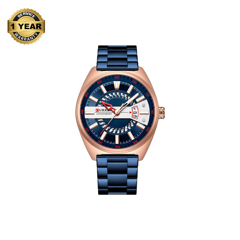 Picture of CURREN 8403 Royal Blue Stainless Steel Analog Watch For Men - RoseGold & Royal Blue