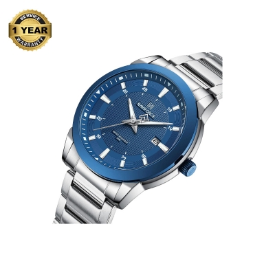 Picture of NAVIFORCE NF8029 Silver Stainless Steel Analog Watch For Men - Royal Blue & Silver