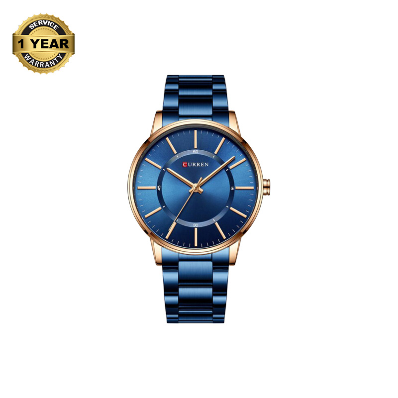 Picture of CURREN 8385 Royal Blue Stainless Steel Analog Watch For Men - RoseGold & Royal Blue