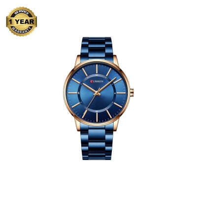 Picture of CURREN 8385 Royal Blue Stainless Steel Analog Watch For Men - RoseGold & Royal Blue