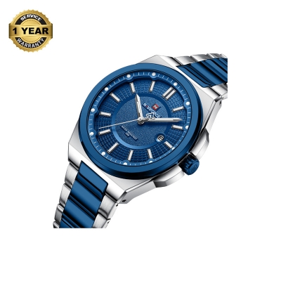 Picture of NAVIFORCE NF9212 Silver And Royal Blue Two-tone Stainless Steel Analog Watch For Men - Royal Blue & Silver