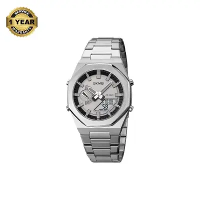 Picture of SKMEI 1816 Silver Stainless Steel Dual Time Watch For Men - Silver (White)