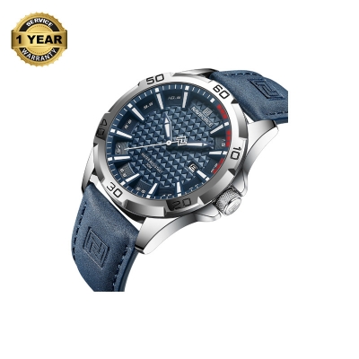 Picture of NAVIFORCE NF8023 Navy Blue PU Leather Analog Watch For Men - Silver & Navy Blue