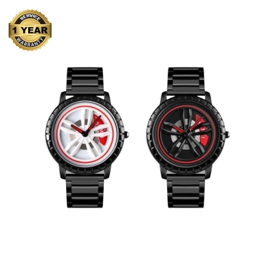 Picture of SKMEI 1634 Black Stainless Steel Rotation Wheel Fashion Waterproof Analog Quartz Watch For Men