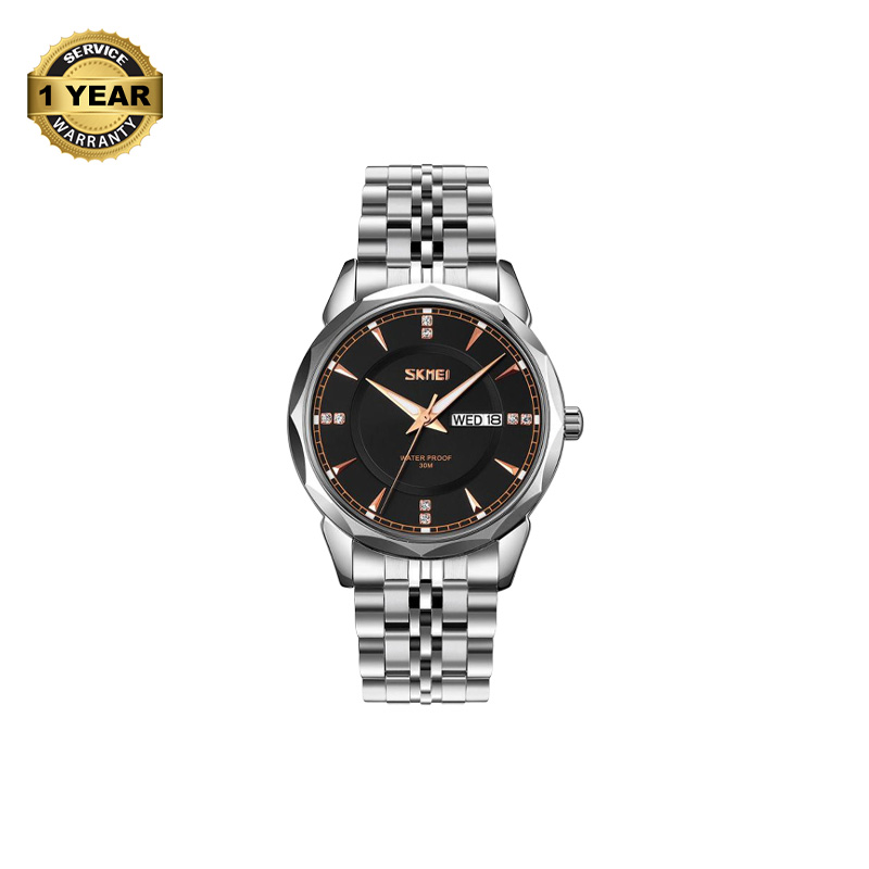 Picture of SKMEI 9268 Silver Stainless Steel Analog Watch For Men - Black & Silver