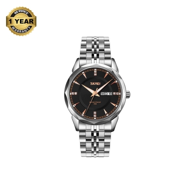 Picture of SKMEI 9268 Silver Stainless Steel Analog Watch For Men - Black & Silver