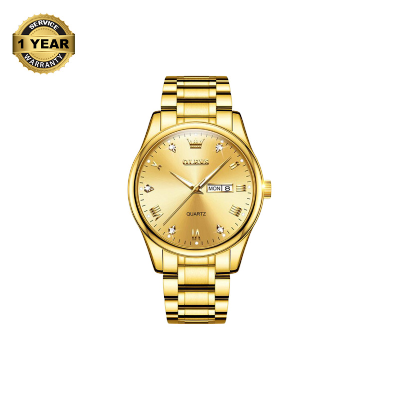 Picture of OLEVS 5563 Golden Stainless Steel Analog Watch For Men - Golden