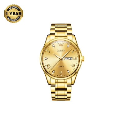 Picture of OLEVS 5563 Golden Stainless Steel Analog Watch For Men - Golden