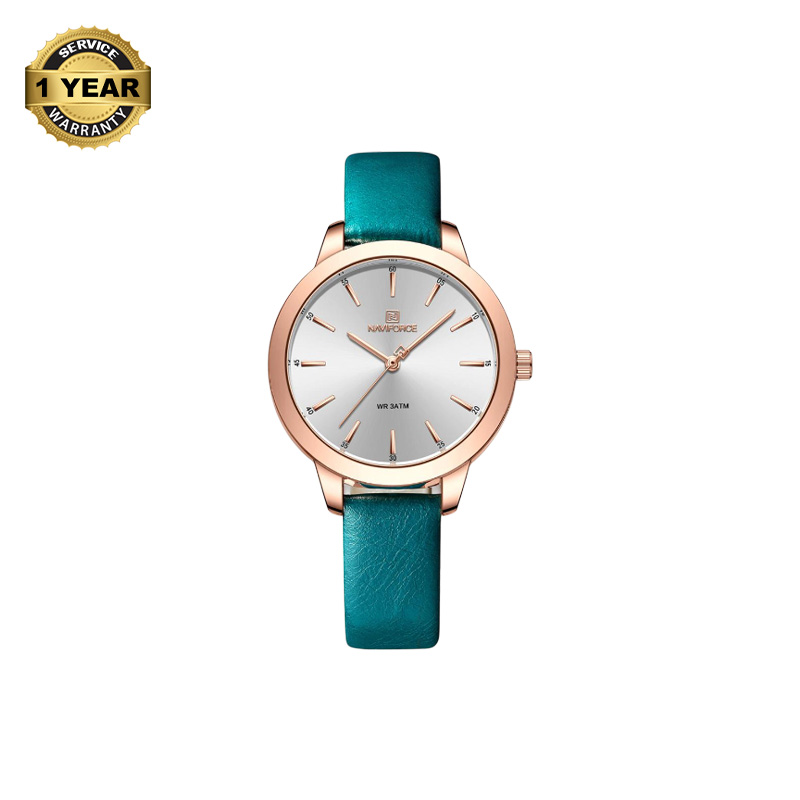 Picture of NAVIFORCE NF5024L Green PU Leather Analog Watch For Women - RoseGold & Green