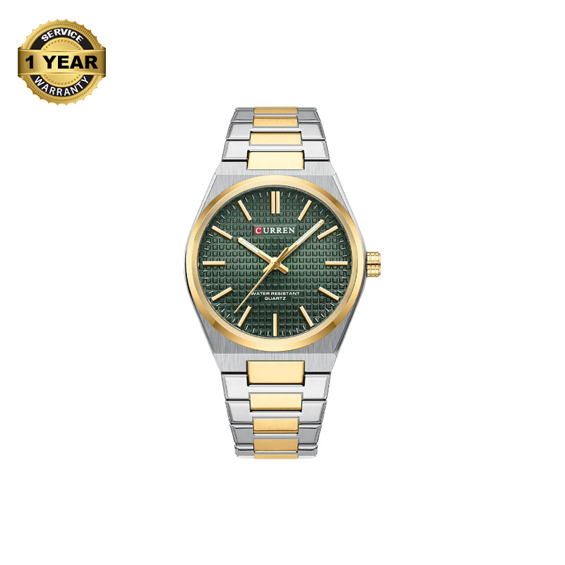 Picture of CURREN 8439 Silver And Golden Two-tone Stainless Steel Analog Watch For Men - Green & Golden