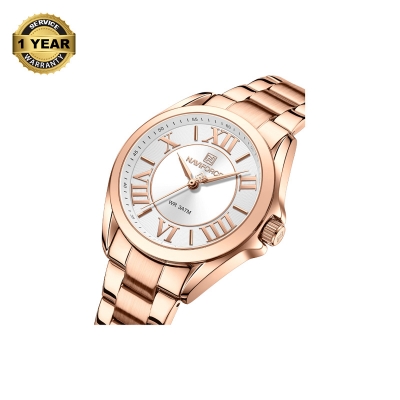 Picture of NAVIFORCE NF5037 RoseGold Stainless Steel Analog Watch For Women - White & RoseGold