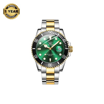 Picture of OLEVS 5885 Silver And Golden Two-tone Stainless Steel Analog Watch For Men - Green & Golden