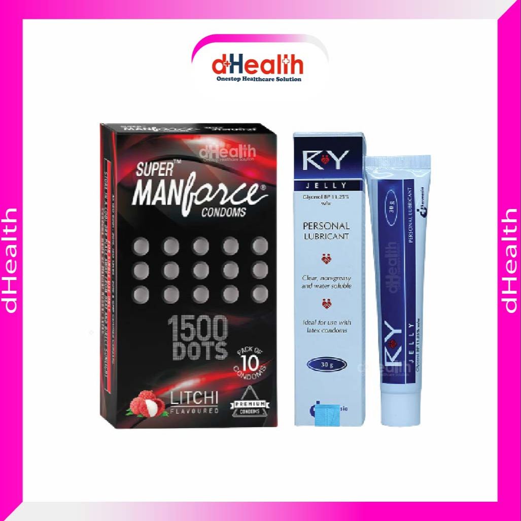 Picture of Manforce Super Litchi 1500 Dotted Condom 1 Pack (10pcs) & RY Jelly 30g 1 PC