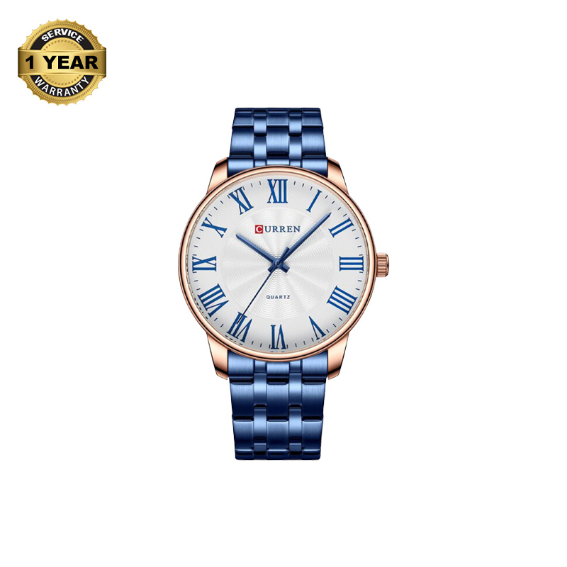 Picture of CURREN 8422 Royal Blue Stainless Steel Analog Watch For Men - RoseGold & Royal Blue