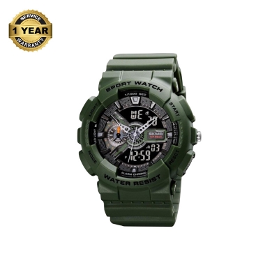 Picture of SKMEI 1688 Army Green PU Dual Time Watch For Unisex - Army Green