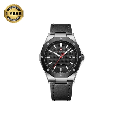 Picture of NAVIFORCE NF9200L Black PU Leather Analog Watch For Men - Silver & Black