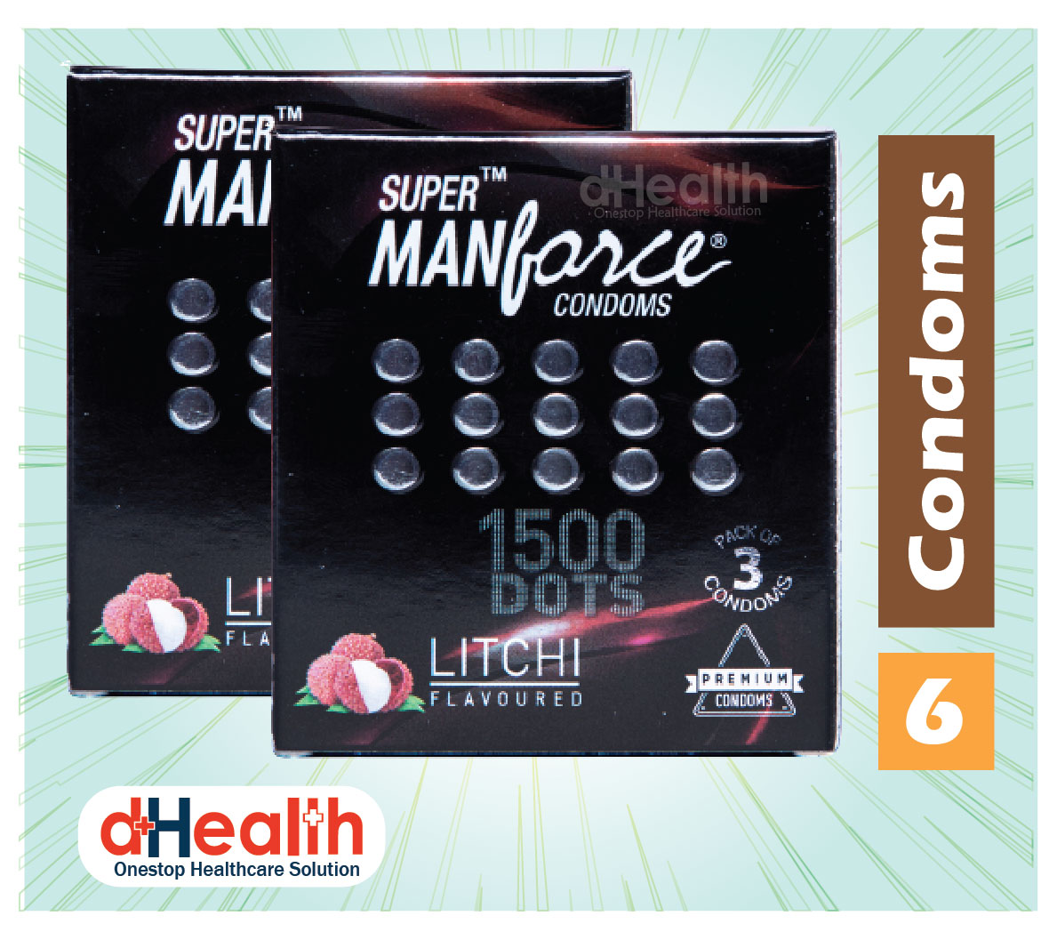 Picture of Manforce Super Litchi Dotted Condom 2's Combo pack (3x2=6 pcs)
