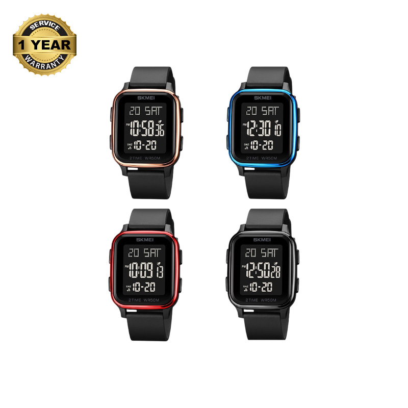 Picture of SKMEI 1858 Square Waterproof Calendar Countdown Electronic Digital Dual Display LED Luminous Watch