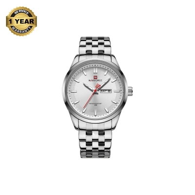 Picture of NAVIFORCE NF9203 Silver Stainless Steel Analog Watch For Men - White & Silver