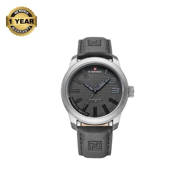 Picture of NAVIFORCE NF9202 Gray PU Leather Analog Watch For Men - Silver & Gray