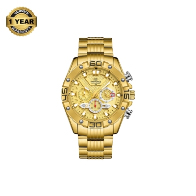 Picture of NAVIFORCE NF8019S Golden Stainless Steel Chronograph Watch For Men - Golden