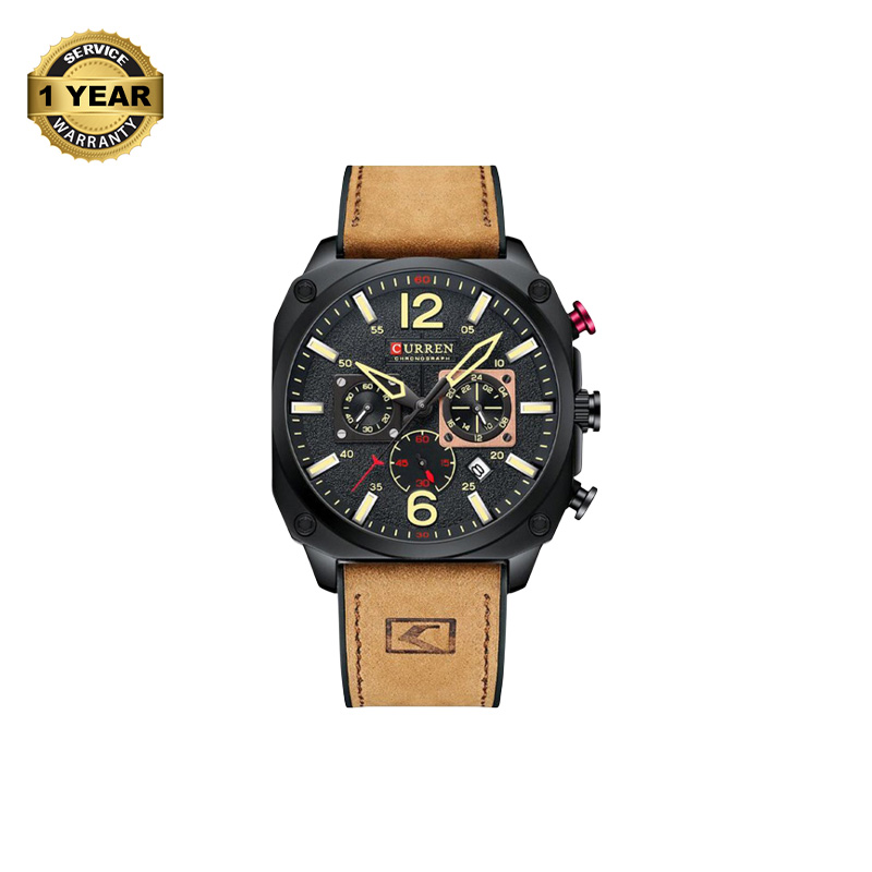 Picture of CURREN 8398 Brown PU Leather Chronograph Watch For Men - Black & Brown