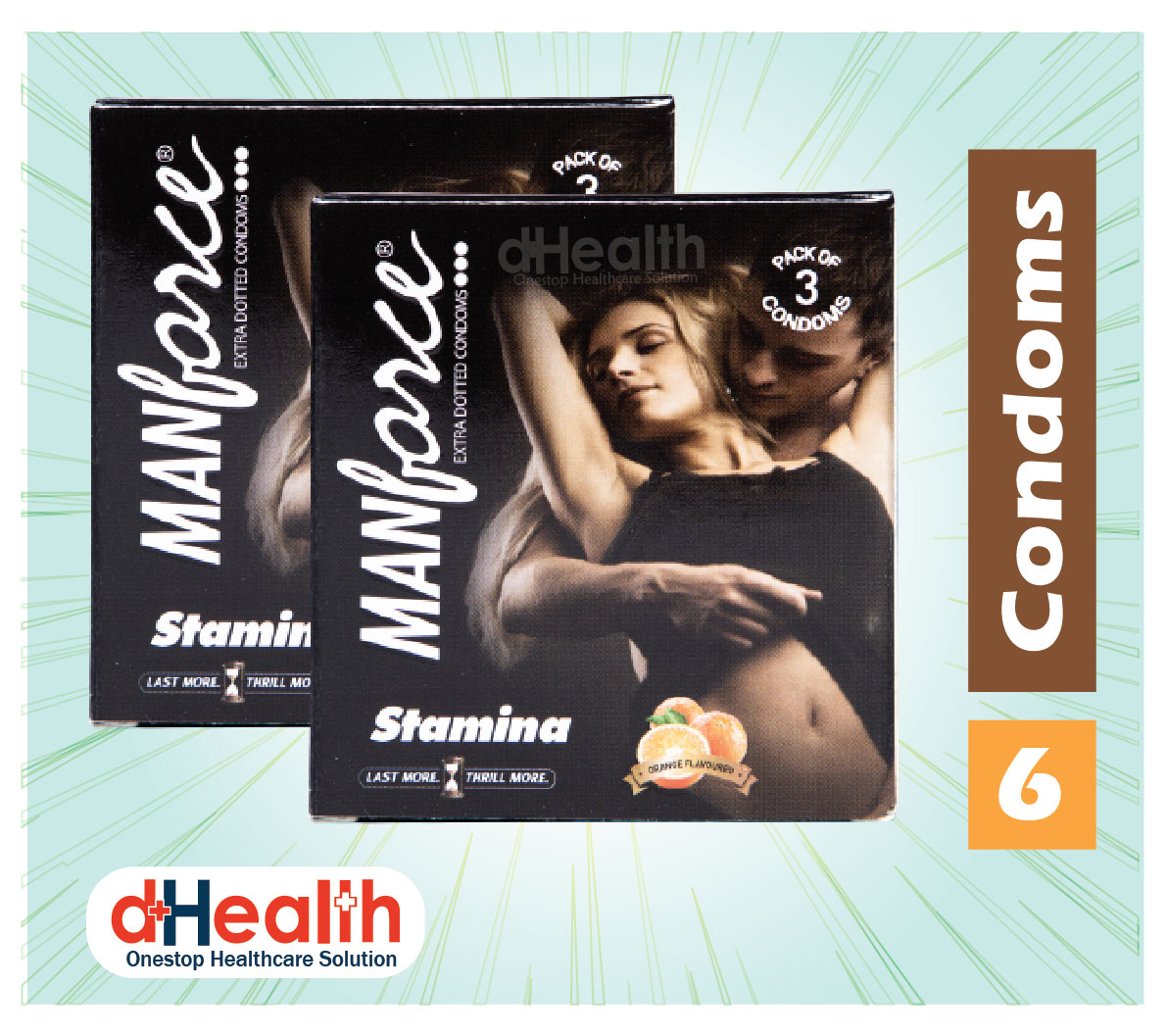 Picture of Manforce Stamina Condom Orange Flavor 2's Combo Pack