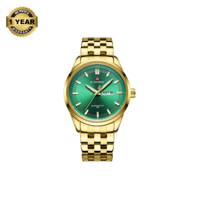 Picture of NAVIFORCE NF9203 Golden Stainless Steel Analog Watch For Men - Green & Golden