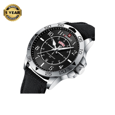 Picture of NAVIFORCE NF9204 Black Nylon Strap Analog Watch For Men - Silver & Black