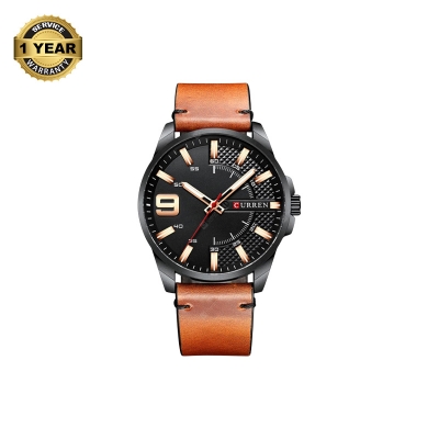 Picture of CURREN 8371 Brown PU Leather Analog Watch For Men - Black & Brown
