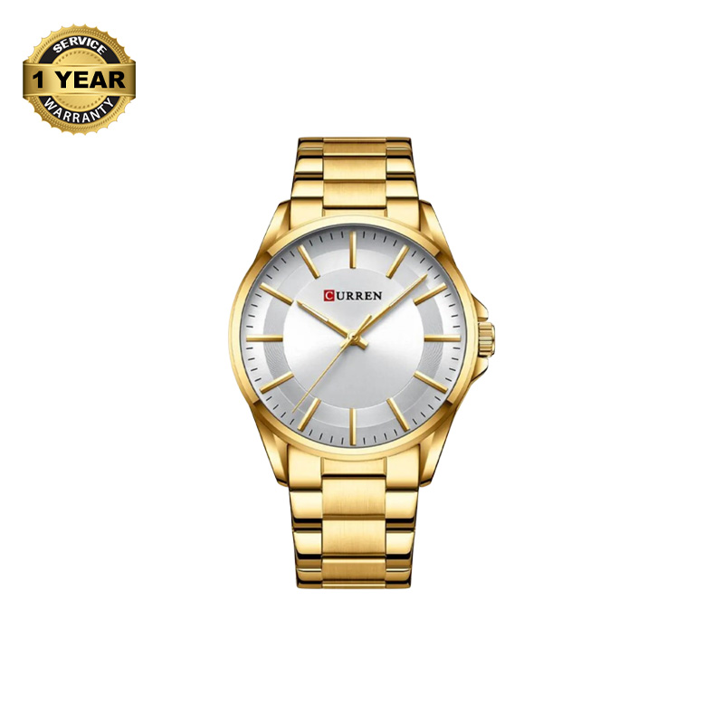 Picture of CURREN C8429 Golden Stainless Steel Analog Watch For Men - White & Golden