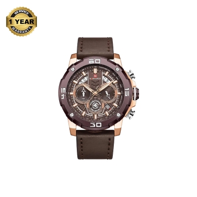 Picture of NAVIFORCE NF9175 Chocolate PU Leather Chronograph Watch For Men - RoseGold & Chocolate