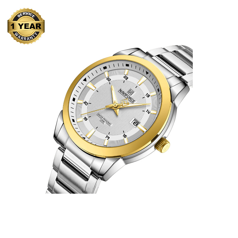 Picture of NAVIFORCE NF8029 Silver Stainless Steel Analog Watch For Men - Golden & Silver
